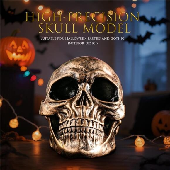 Set of 2 Resin Skeleton Head Realistic Skull Halloween...